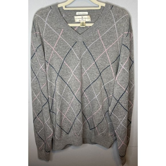 Fairway & Greene Other - fairway and greene Medium 100% Italian Cashmere Sweater Grey Argyle V Neck
